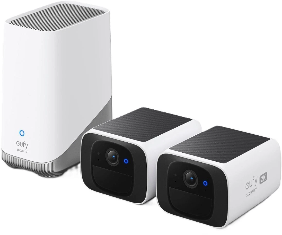 eufy SoloCam S220 twin-camera kit with HomeBase, 2K solar-powered wireless security cameras
