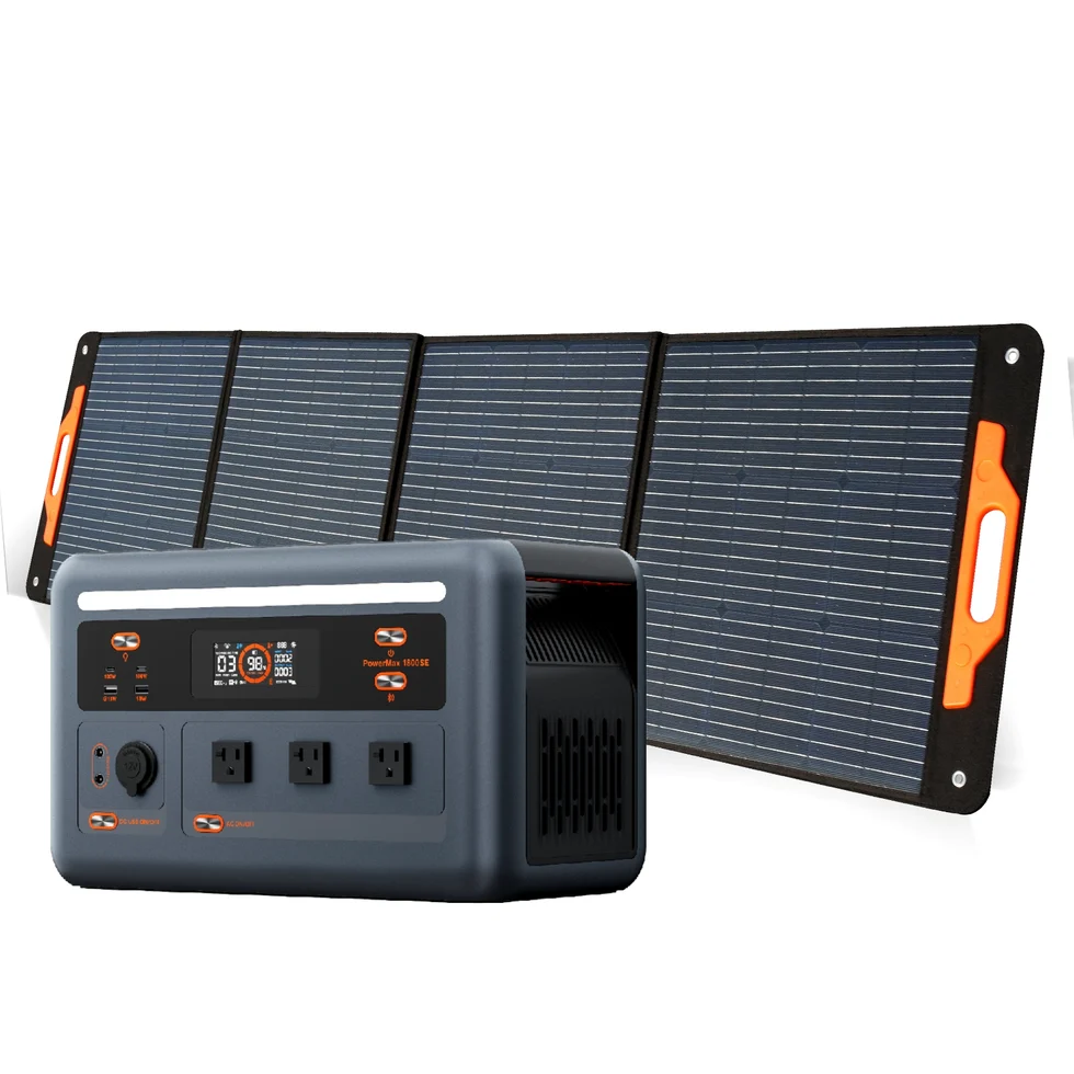 OSCAL PowerMax 1800 SE power station bundled with a PM200 folding solar panel